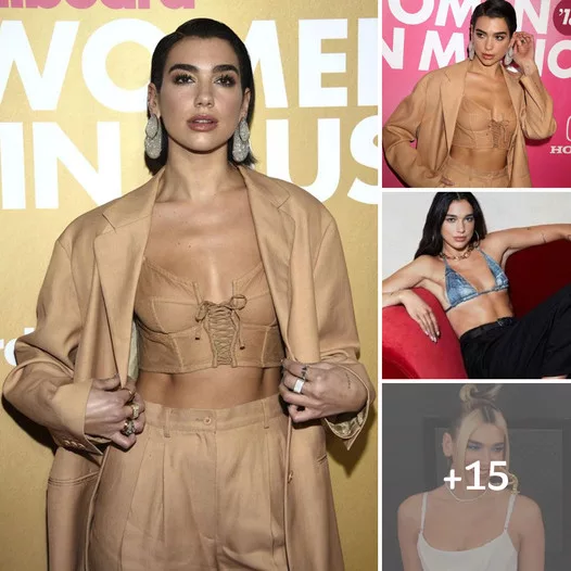 Dua Lipa Flaunts Her Toned Midriff And Curvaceous Figure In A Shimmering Cut Out Bodysuit